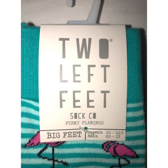 Large Socks 2 Pair Calvin Klein Two Left Feet Flamingos Blue Striped Brown NWT - Picture 5 of 6